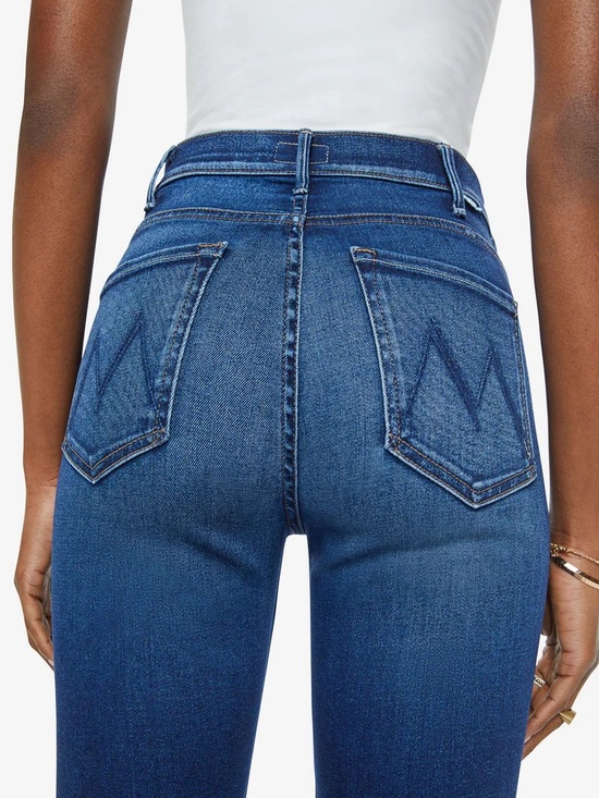 MOTHER Denim - MOTHER High-Rise Hustler Ankle Fray Indigo Blue Slim Jeans